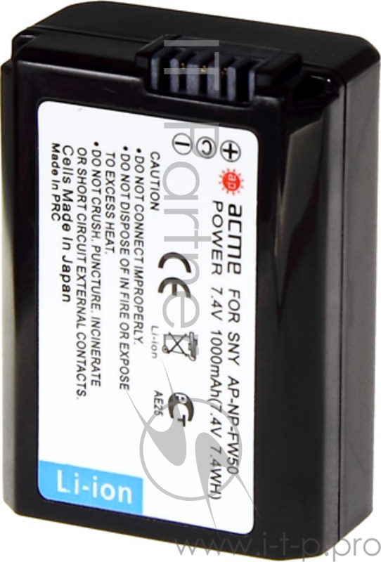 Аккумулятор для зеркальных камер AcmePower AP-NP-FW50 для: Sony Alpha NEX-3, Sony Alpha NEX-5, Sony NEX-3, Sony NEX-5, Sony NEX-C3, Sony SLT-A33, Sony SLT-A35, Sony SLT-A55