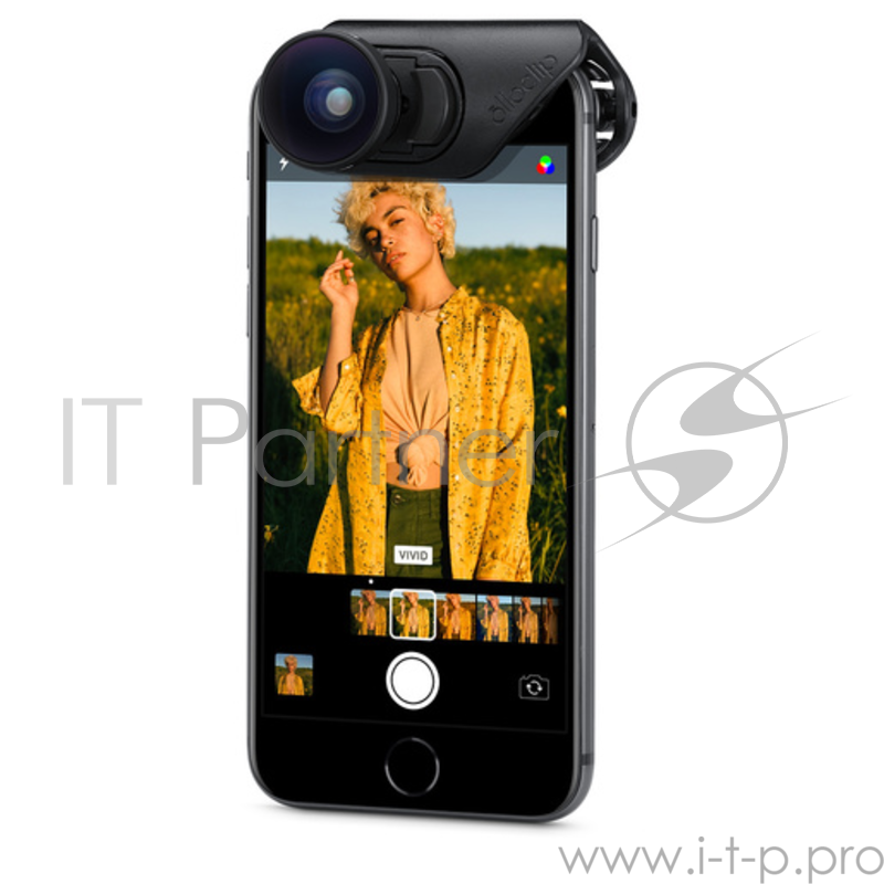 Линза Olloclip Super-Wide для iPhone 8/7 & 8/7 Plus, выполняет функцию широкоугольника (120°). Цвет черный.