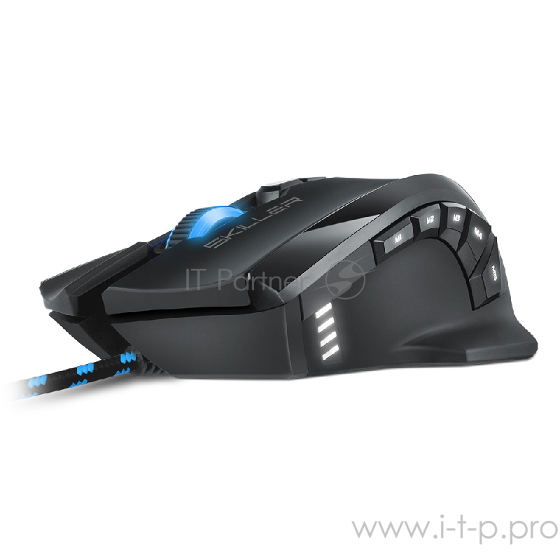 Игровая мышь Sharkoon Skiller SGM1 (12 кнопок, 10800 dpi, USB, синяя подсветка)