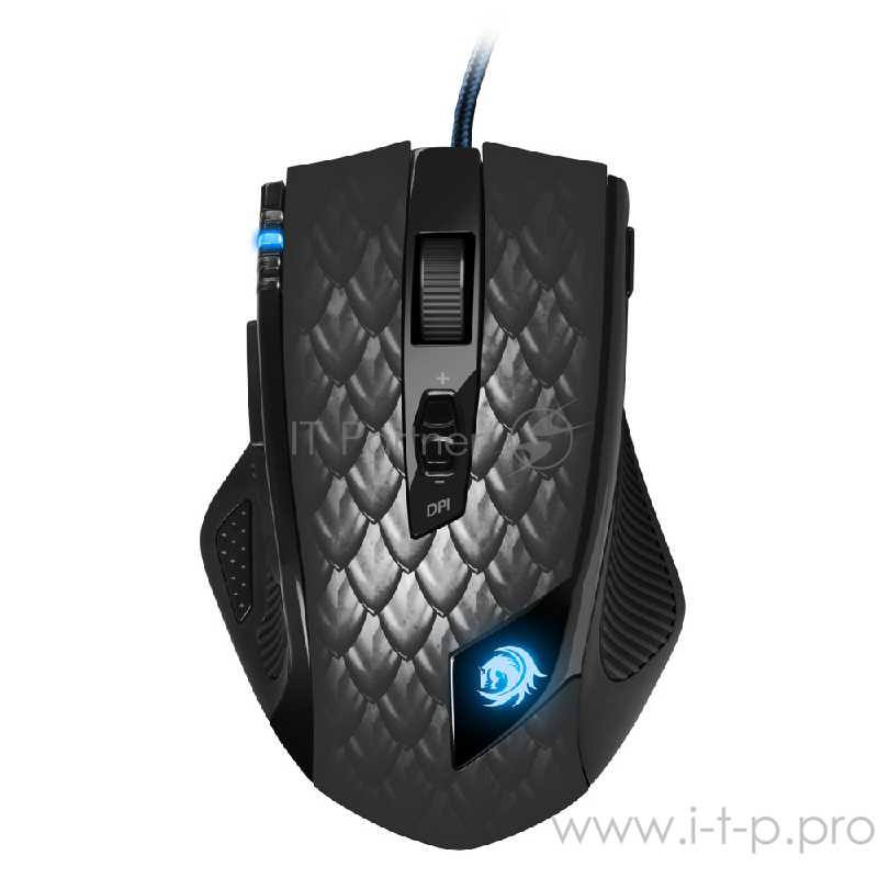 Игровая мышь Sharkoon Drakonia Black (11 кнопок, 8200 dpi, USB, синяя подсветка)