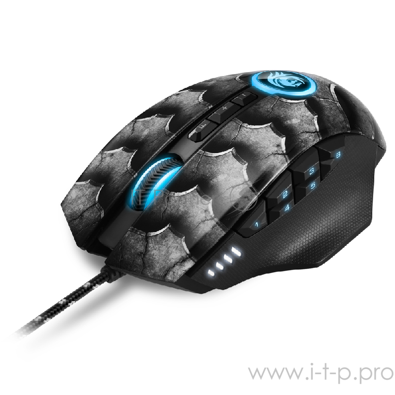 Игровая мышь Sharkoon Drakonia II Black (12 кнопок, 15000 dpi, USB, RGB подсветка)