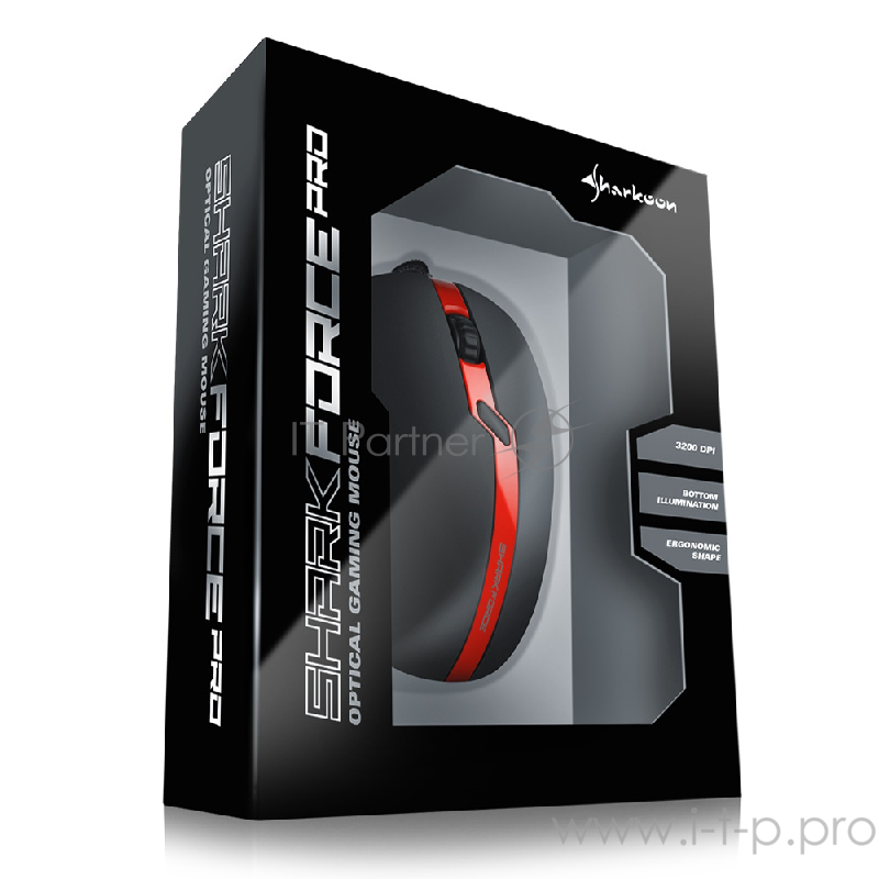 Игровая мышь Sharkoon SHARK FORCE PRO red (6 кнопок, 3200 dpi, USB)