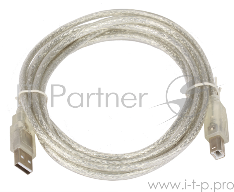 Кабель AM/BM USB2.0 3м Telecom прозрачная изоляция, VUS6900T-3MTP