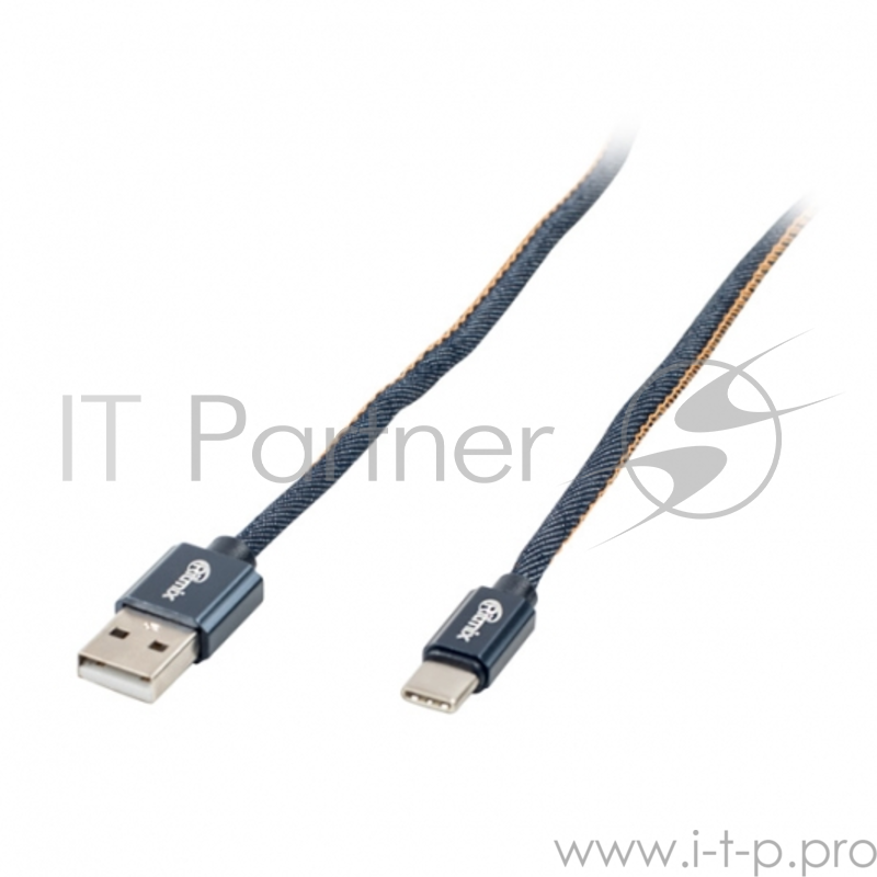 Кабель USB Type-C-USB RITMIX RCC-437 Blue Jeans,1м, 2А, оплетка из джинсовой ткани