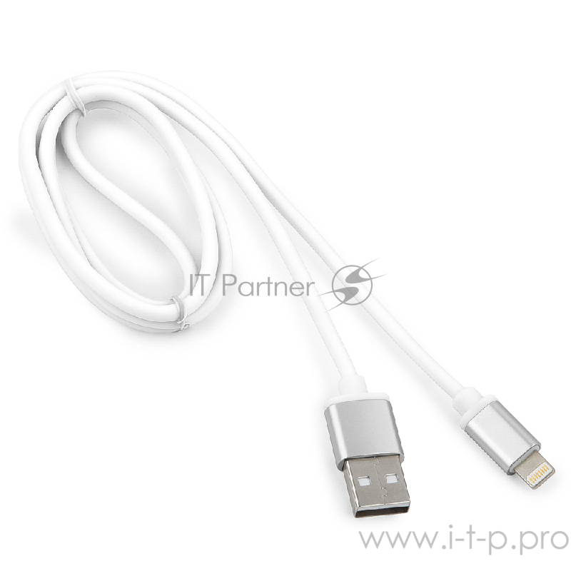 Кабель Cablexpert для Apple CC-S-APUSB01W-1M, AM/Lightning, серия Silver, длина 1м, белый, блистер