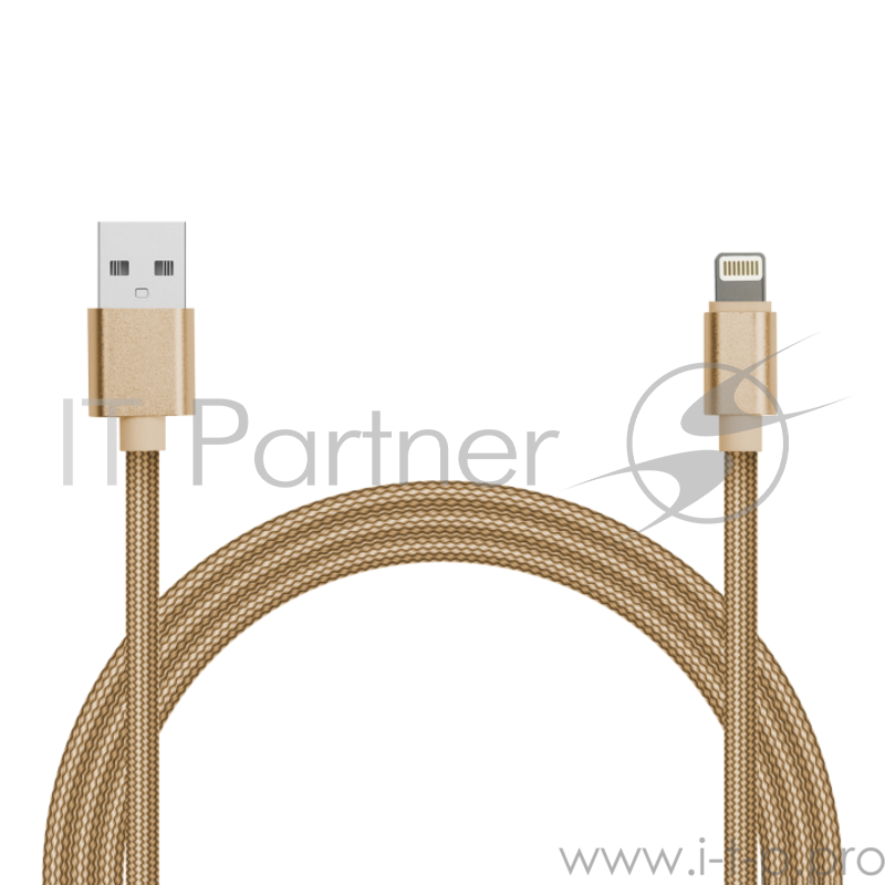 Кабель для зарядки и передачи данных Jet.A JA-DC44 1м золотой (в оплётке, USB2.0/lightning 8pin, 2A)