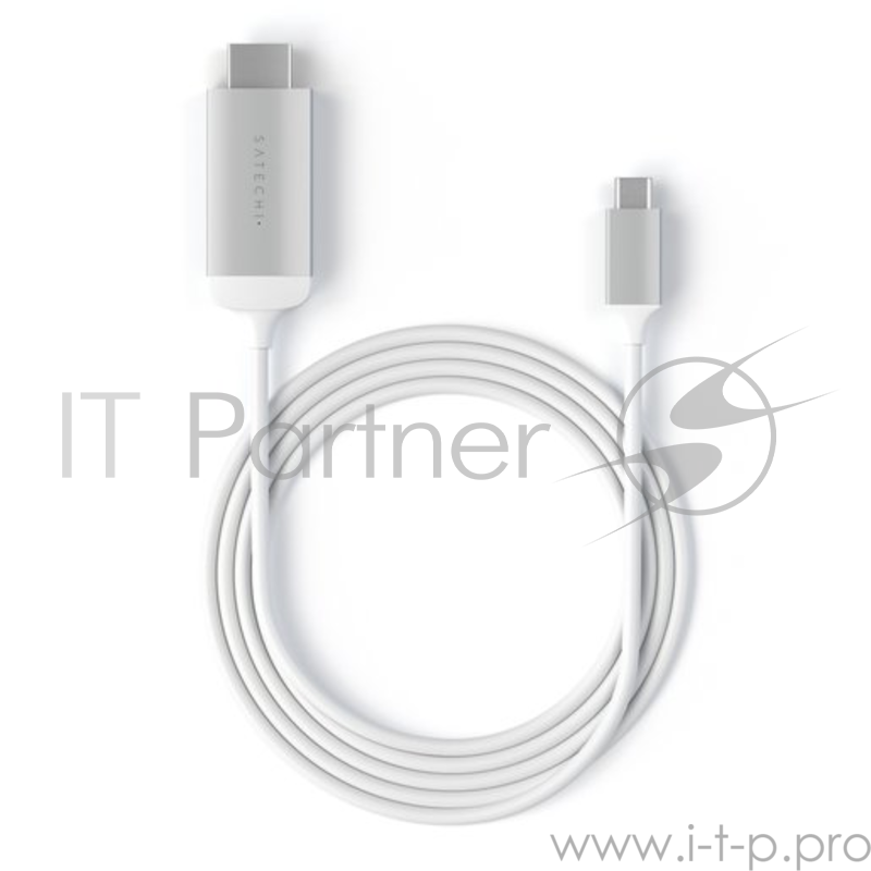 Провод Satechi USB Type-C to HDMI 4K. Поддержка разрешения 4K. Длина 1,8 м. Цвет серебряный.