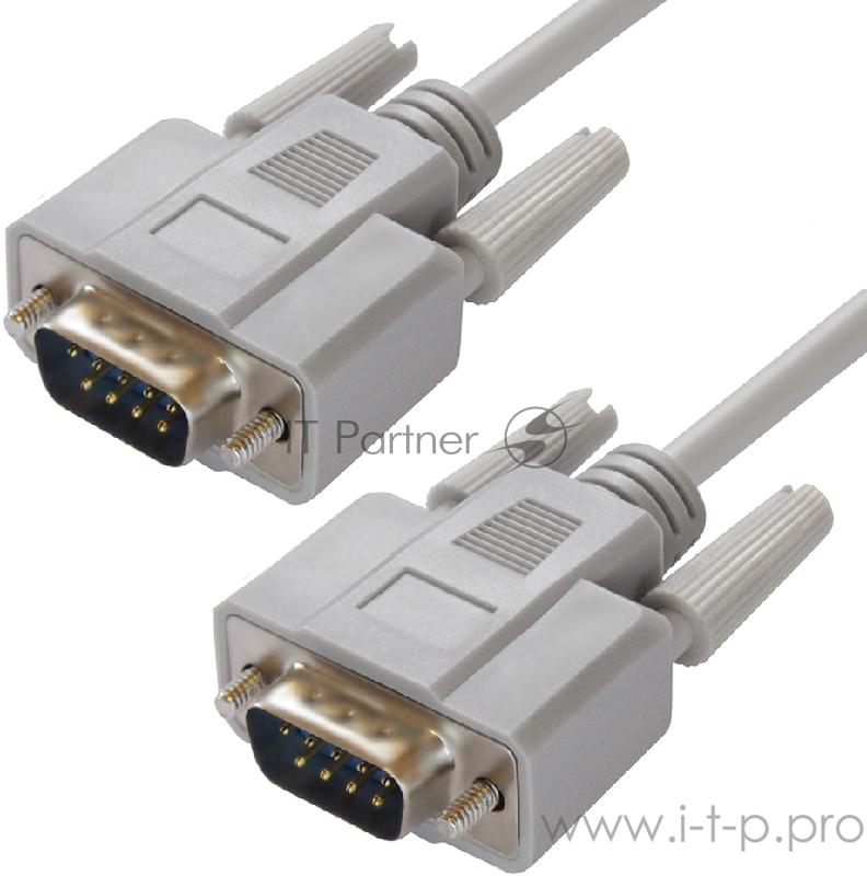 Кабель Greenconnect 15.0m 0-модемный COM, DB9/DB9 9M/9M, серый, 30 AWG, GCR-DB902-15m