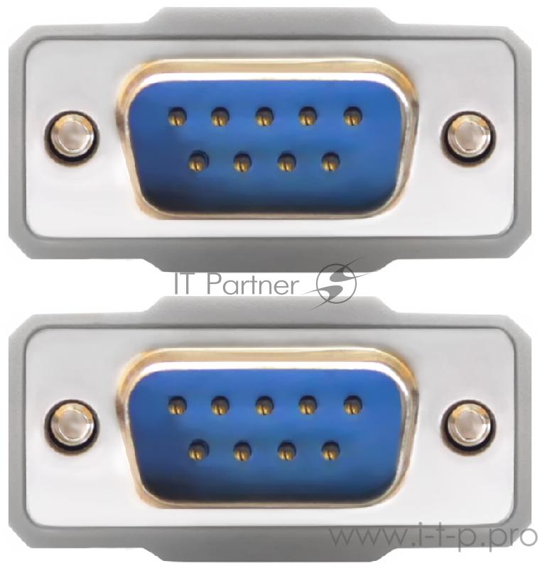 Кабель Greenconnect 15.0m 0-модемный COM, DB9/DB9 9M/9M, серый, 30 AWG, GCR-DB902-15m