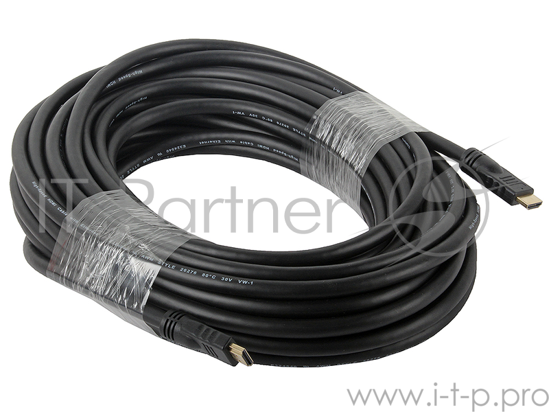 Кабель HDMI Gembird, 20м, v1.4, 19M/19M, черный, позол.раз., экран, пакет, CC-HDMI4-20M