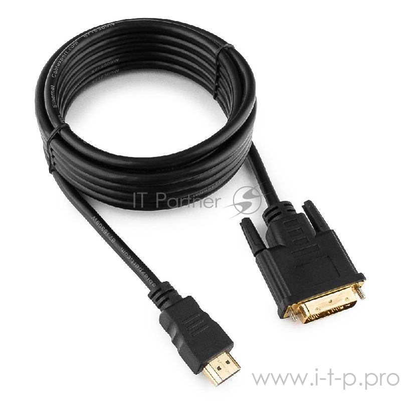 Кабель HDMI-DVI Gembird, 3.0м, 19M/19M, single link, черный, позол.разъемы, экран CC-HDMI-DVI-10