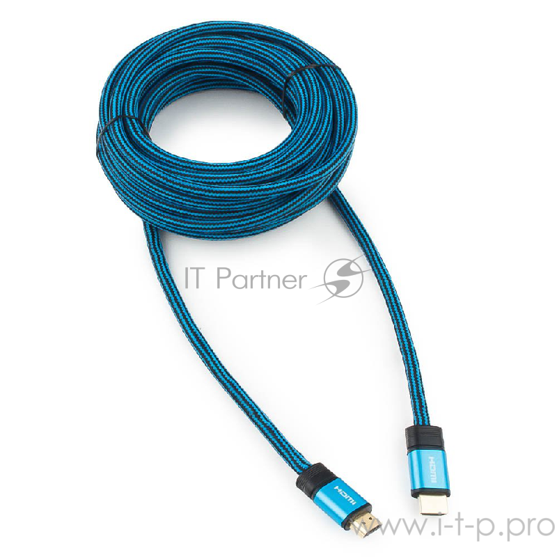 Кабель HDMI Cablexpert, серия Gold, 7,5 м, v1.4, M/M, синий, позол.разъемы, алюминиевый корпус, нейлоновая оплетка, коробка (CC-G-HDMI01-7.5M)