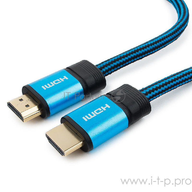 Кабель HDMI Cablexpert, серия Gold, 7,5 м, v1.4, M/M, синий, позол.разъемы, алюминиевый корпус, нейлоновая оплетка, коробка (CC-G-HDMI01-7.5M)