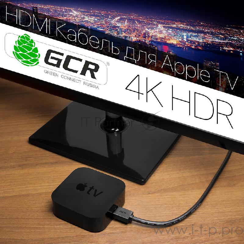 Кабель Greenconnect 7.5m HDMI версия 2.0, HDR 4:2:2, Ultra HD, 4K 60 fps 60Hz/5K*30Hz, 3D, AUDIO, 18.0 Гбит/с, 28/28 AWG, OD7.3mm, тройной экран, черный