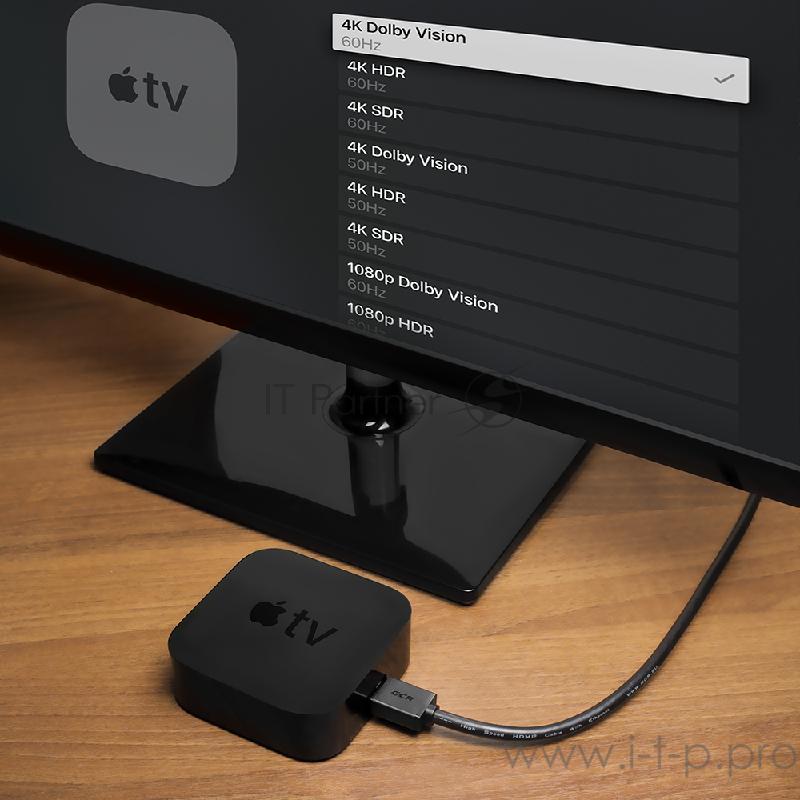 Кабель Greenconnect 7.5m HDMI версия 2.0, HDR 4:2:2, Ultra HD, 4K 60 fps 60Hz/5K*30Hz, 3D, AUDIO, 18.0 Гбит/с, 28/28 AWG, OD7.3mm, тройной экран, черный