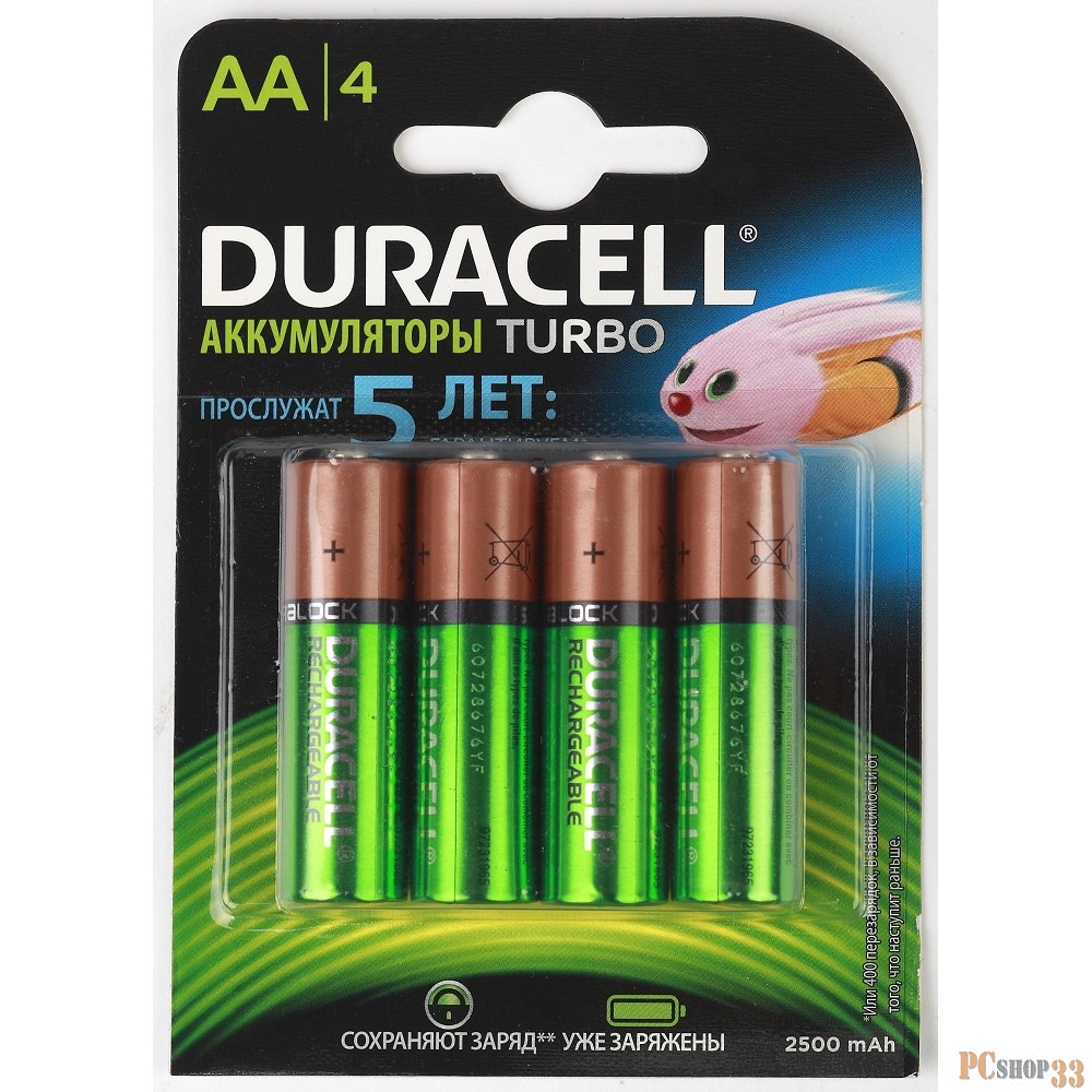 Аккумулятор Duracell HR6-4BL 2400mAh/2500mAh предзаряженные (4/40/15000)