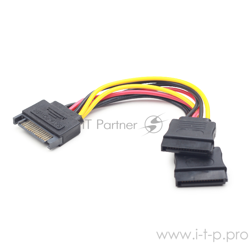 Кабель питания SATA Cablexpert CC-SATAM2F-01, 15pin (M)/2x15pin(F), на 2 SATA устр, 15см