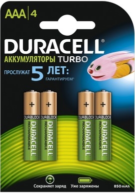 Аккумулятор DURACELL HR03-4BL 850mAh/900mAh (4/40/15000) (4 шт. в уп-ке)