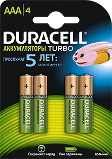 Аккумулятор DURACELL HR03-4BL 850mAh/900mAh (4/40/15000) (4 шт. в уп-ке)