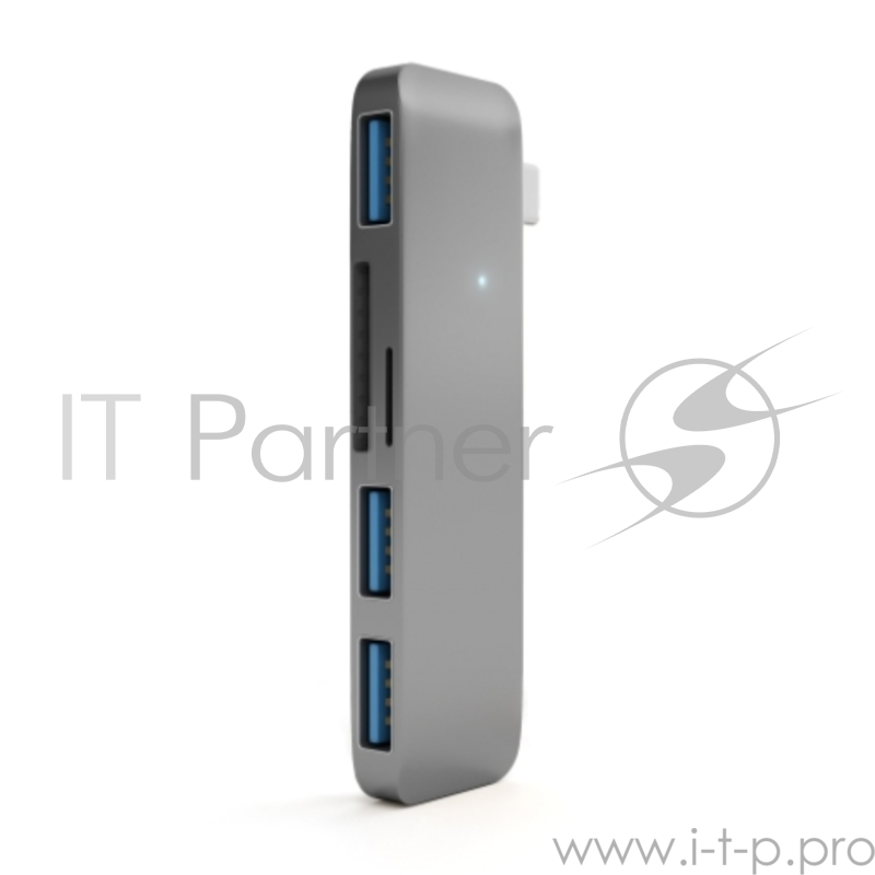 USB-хаб Satechi Type-C USB Hub для Macbook с портом USB-C. Порты: 3 x USB 3.0, SD, microSD. Цвет серый.