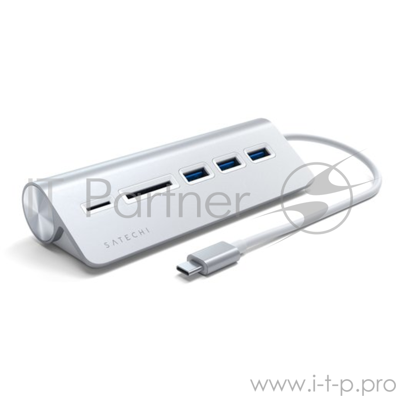 USB-концентратор Satechi Type-C USB Hub & Micro/SD Card Reader. Интерфейс USB-C. 3 порта USB 3.0 , слоты для карты памяти. Цвет серебряный.