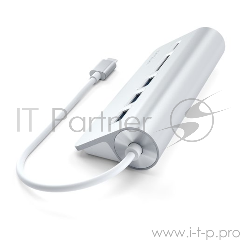 USB-концентратор Satechi Type-C USB Hub & Micro/SD Card Reader. Интерфейс USB-C. 3 порта USB 3.0 , слоты для карты памяти. Цвет серебряный.