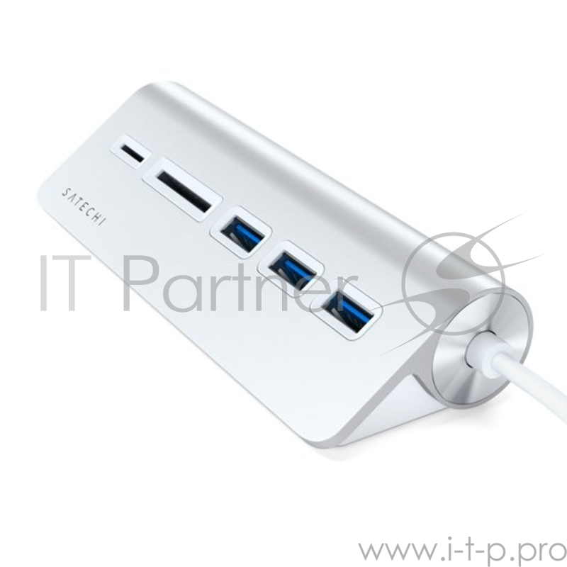 USB-концентратор Satechi Type-C USB Hub & Micro/SD Card Reader. Интерфейс USB-C. 3 порта USB 3.0 , слоты для карты памяти. Цвет серебряный.