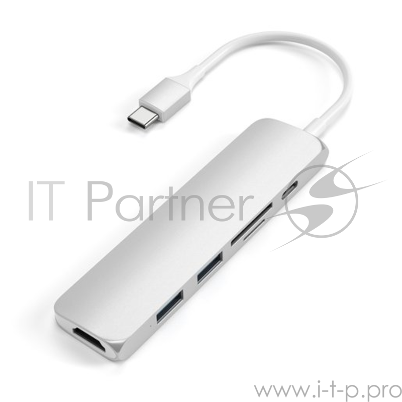USB-C адаптер Satechi Type-C Slim Multiport Adapter V2. Интерфейс USB-C. Цвет серебристый.