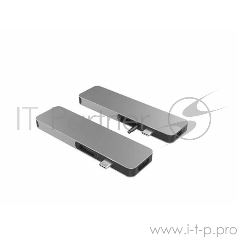 USB-хаб Hyper HyperDrive SOLO 7-in-1 Hub для Macbook и других устройств с портом Type-C. Порты: 4K/30Hz HDMI, USB-C Power Delivery, 2 x USB-A, Micro SD, SD, 3.5mm AUX. Цвет серый космос.