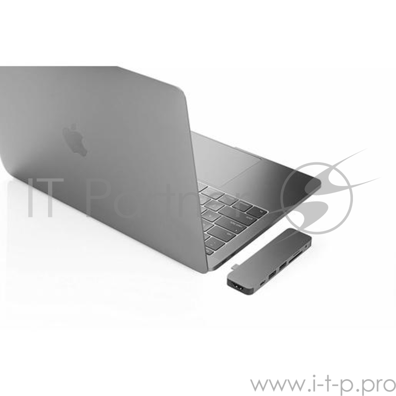 USB-хаб Hyper HyperDrive SOLO 7-in-1 Hub для Macbook и других устройств с портом Type-C. Порты: 4K/30Hz HDMI, USB-C Power Delivery, 2 x USB-A, Micro SD, SD, 3.5mm AUX. Цвет серый космос.