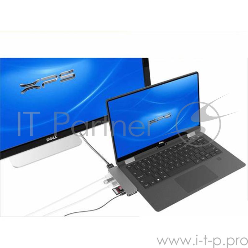 USB-хаб Hyper HyperDrive SOLO 7-in-1 Hub для Macbook и других устройств с портом Type-C. Порты: 4K/30Hz HDMI, USB-C Power Delivery, 2 x USB-A, Micro SD, SD, 3.5mm AUX. Цвет серый космос.