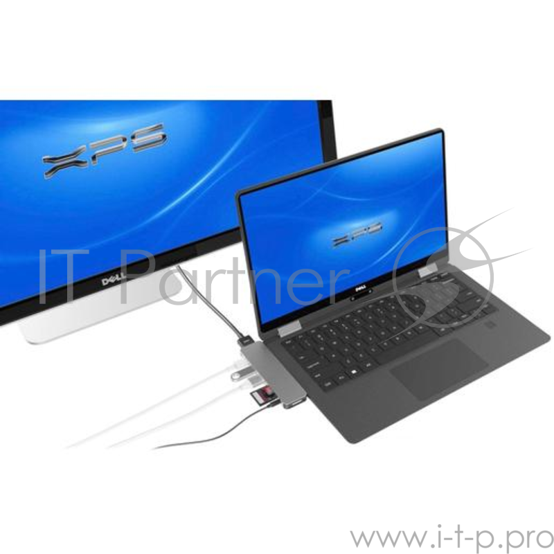 USB-хаб Hyper HyperDrive SOLO 7-in-1 Hub для Macbook и других устройств с портом Type-C. Порты: 4K/30Hz HDMI, USB-C Power Delivery, 2 x USB-A, Micro SD, SD, 3.5mm AUX. Цвет серебряный.