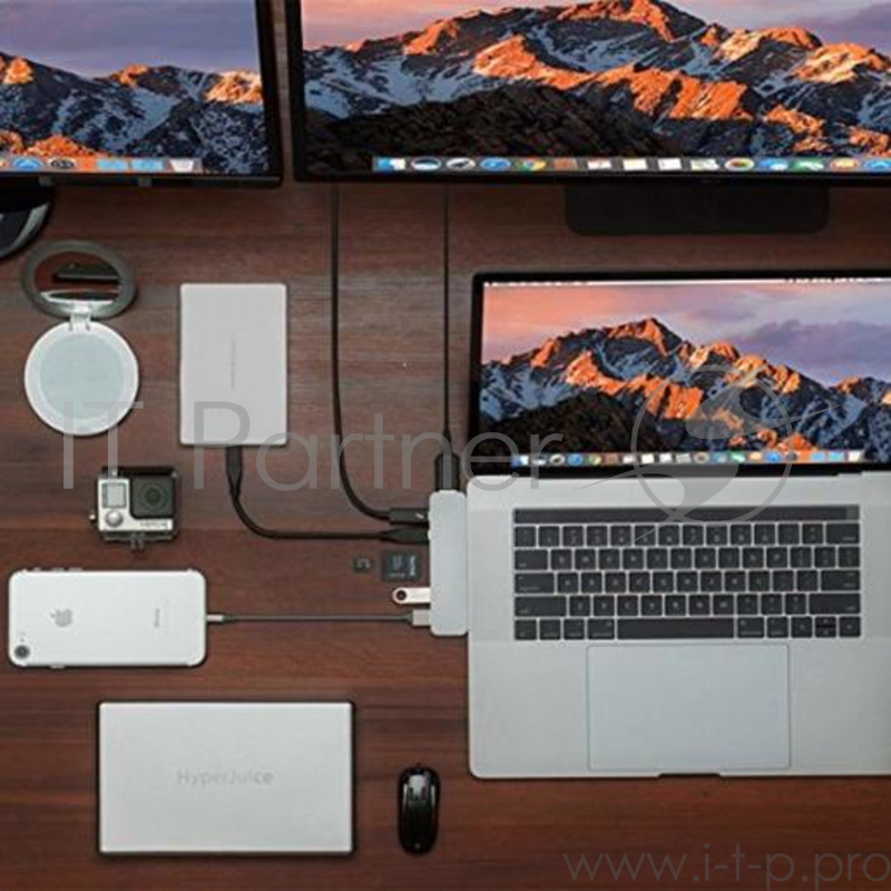 USB Хаб Hyper HyperDrive DUO 7-in-2 Hub для USB-C MacBook Pro/Air. Порты: HDMI, 2 x USB-A, Micro SD, SD, 2x USB-C Power Delivery. Цвет серый космос.