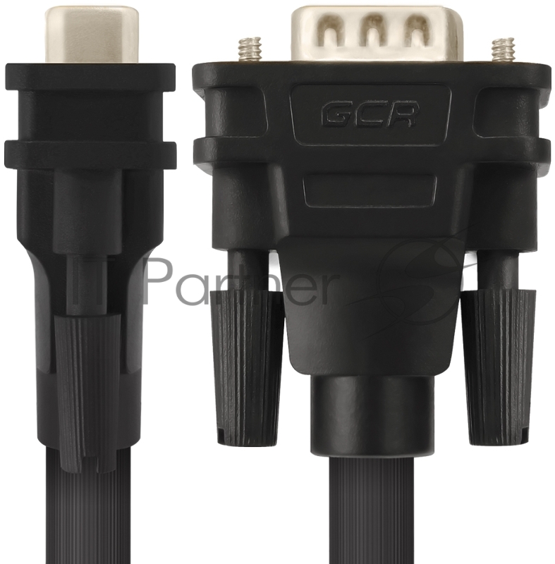 Кабель Greenconnect SVGA 10.0м чёрный, позолоченные контакты, ферритовые кольца, OD8.0mm. 15M / 15M Premium GCR-VM2VM2-10.0m, 28/28 AWG, двойной экран