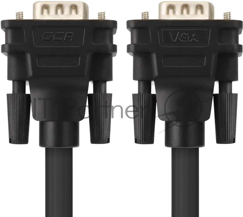 Кабель Greenconnect SVGA 10.0м чёрный, позолоченные контакты, ферритовые кольца, OD8.0mm. 15M / 15M Premium GCR-VM2VM2-10.0m, 28/28 AWG, двойной экран