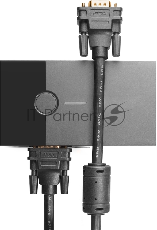 Кабель Greenconnect SVGA 10.0м чёрный, позолоченные контакты, ферритовые кольца, OD8.0mm. 15M / 15M Premium GCR-VM2VM2-10.0m, 28/28 AWG, двойной экран