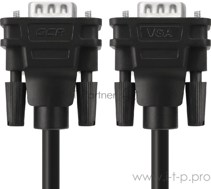 Кабель Greenconnect SVGA 1.8м чёрный, OD6.0mm. 15M / 15M GCR-VM2VM1-1.8m, 28/28 AWG, двойной экран