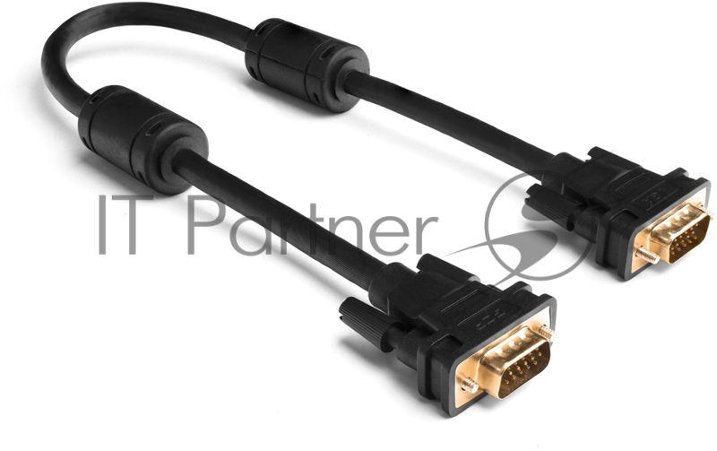 Кабель Greenconnec SVGA 20.0м чёрный, позолоченные контакты, ферритовые кольца, OD8.0mm. 15M / 15M Premium GCR-VM2VM2-20.0m, 28/28 AWG, двойной экран