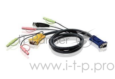 Кабель ATEN KVM Cable 2L-5305U Кабель для KVM: USB(Am)+DB15(m)+2*Audio (PC) -на- SPHD15(m)+2*Audio (KVM), 5м