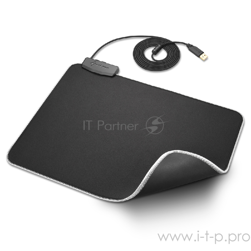 Игровой коврик для мыши Sharkoon 1337 RGB XL чёрный (450 x 380 x 3 мм, RGB подсветка, текстиль, резина)