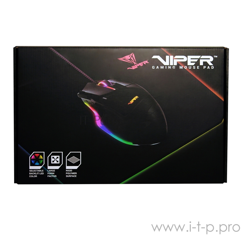 Игровой коврик для мыши Patriot Viper LED mouse pad (354 x 243 x 6 мм, RGB подсветка, USB, полимер, резина)