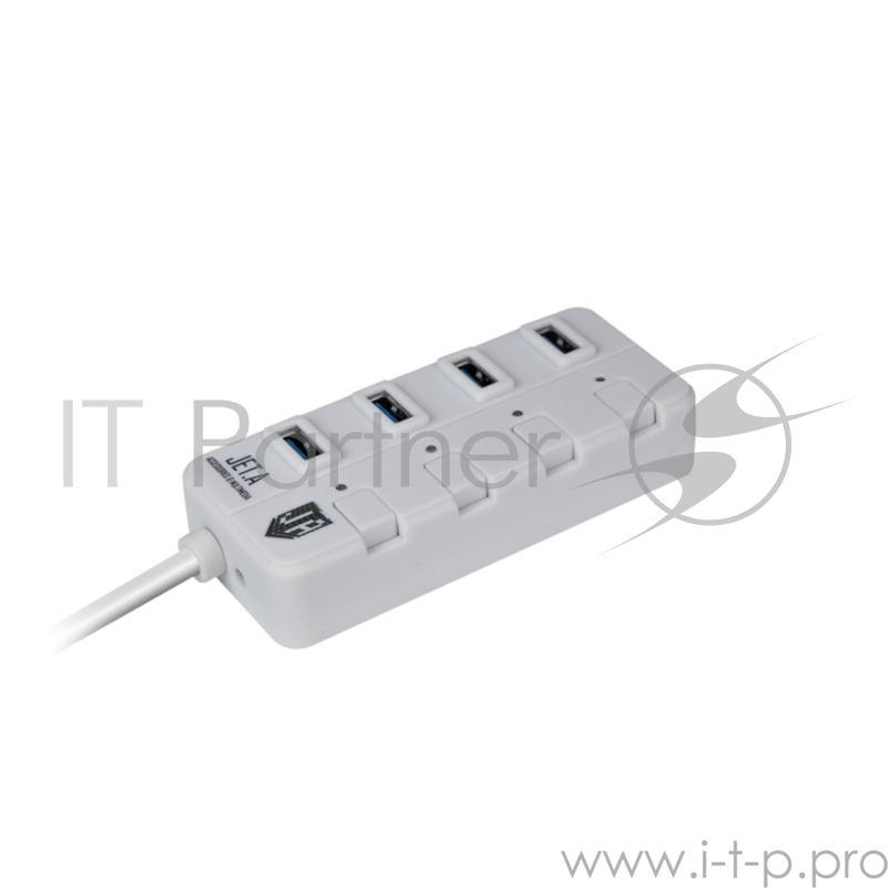 USB-концентратор Jet.A JA-UH35 на 4 порта USB 3.0, Hot Plug, с выключателями портов, белый