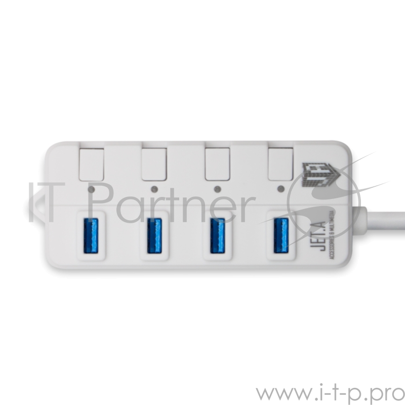 USB-концентратор Jet.A JA-UH35 на 4 порта USB 3.0, Hot Plug, с выключателями портов, белый