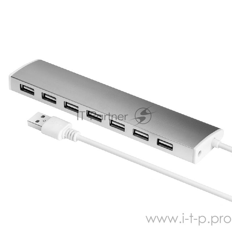 Разветвитель Greenconnect USB 2.0 GCR-UH217S на 7 портов 0,5m , silver