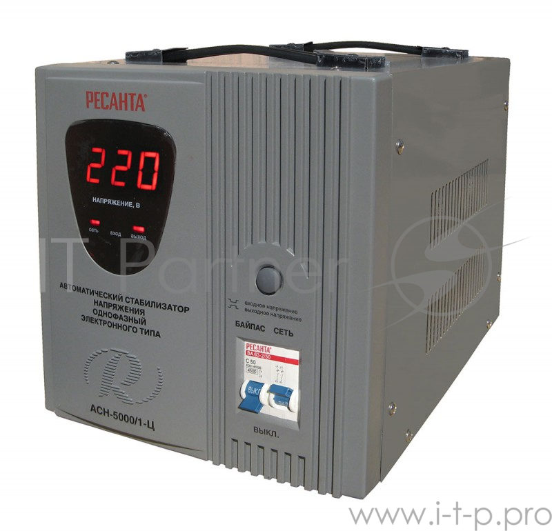 Стабилизатор напряжения Ресанта АСН-5000/1-Ц электронный однофазный серый