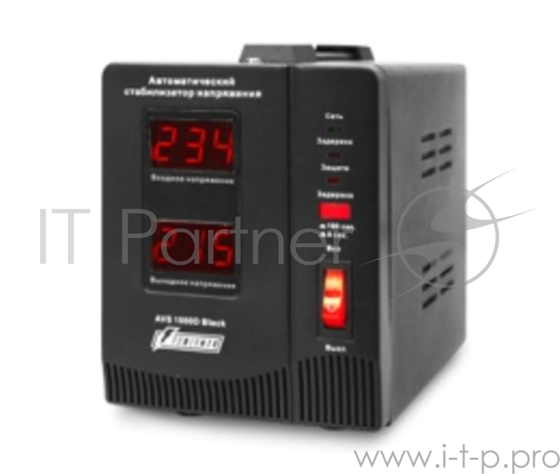 Стабилизатор напряжения Powerman AVS 1000D Black (220В±8% 1000ВА,8А,КПД 98%, циф. индикация вх./вых.)