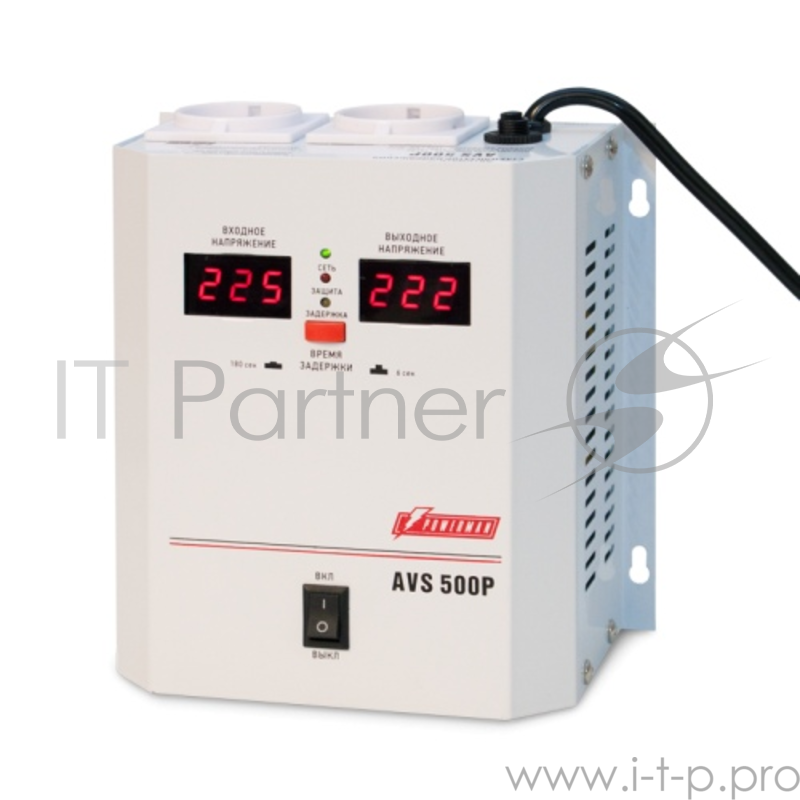 Стабилизатор напряжения Powerman AVS-500P (220В±8% 500ВА,5А,КПД 98%, циф. индикация вх./вых.)