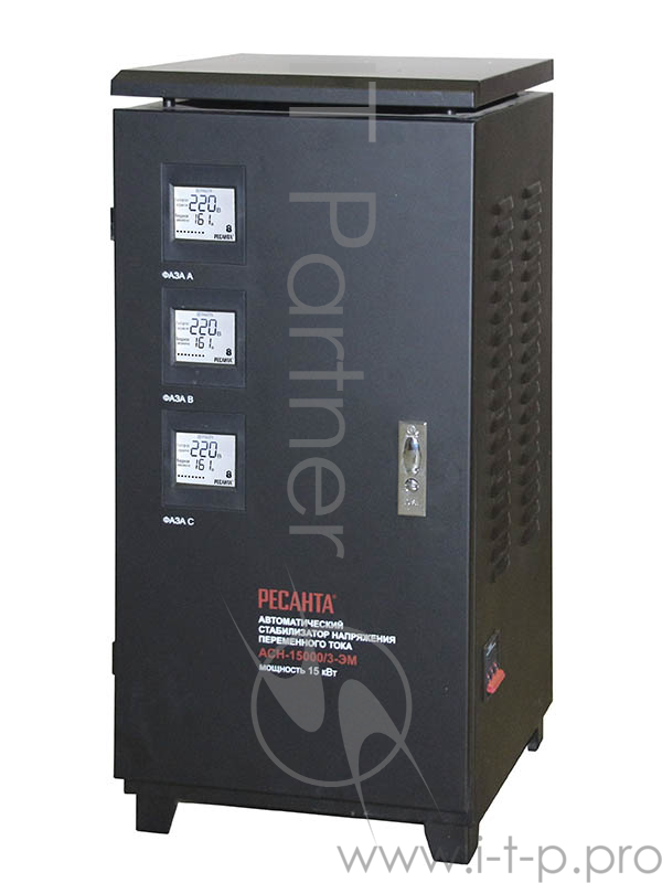 Стабилизатор напряжения Ресанта АСН-15000/3-ЭМ электромеханический трехфазный черный