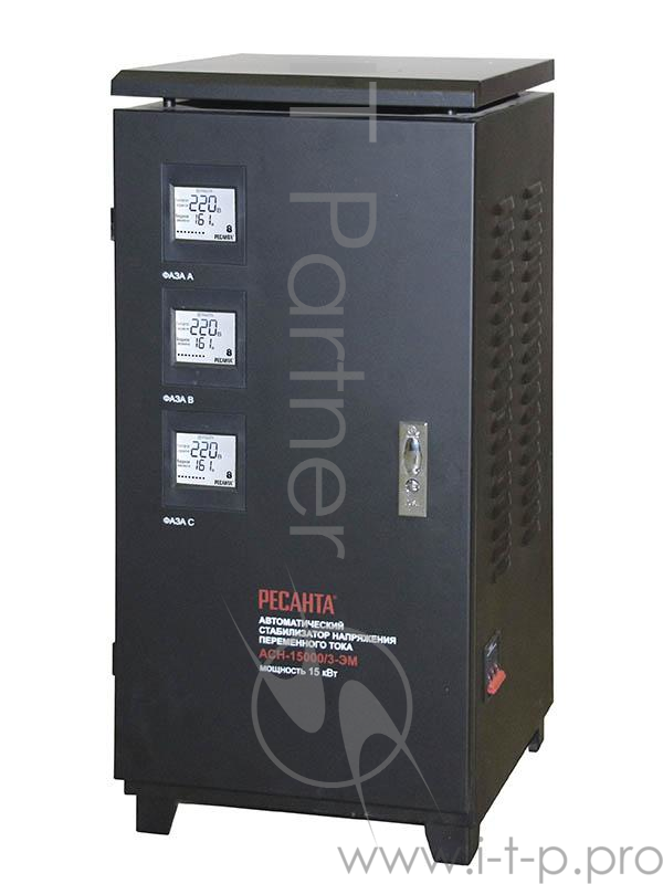 Стабилизатор напряжения Ресанта АСН-15000/3-ЭМ электромеханический трехфазный черный