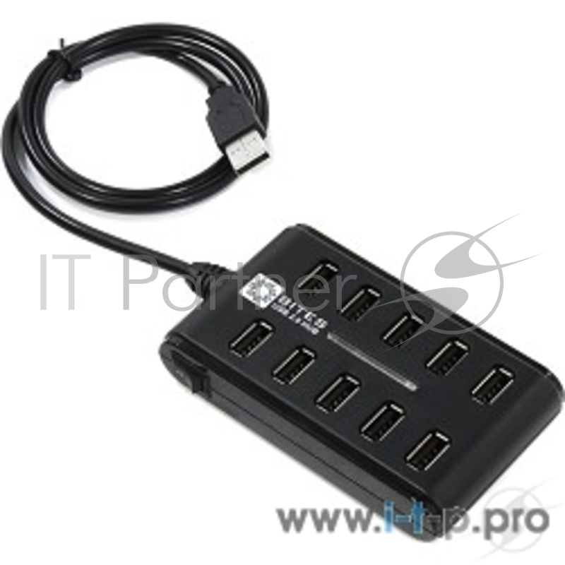 Разветвитель 10 портов USB2.0 5bites HB210-205PBK, внешн., с блоком питания